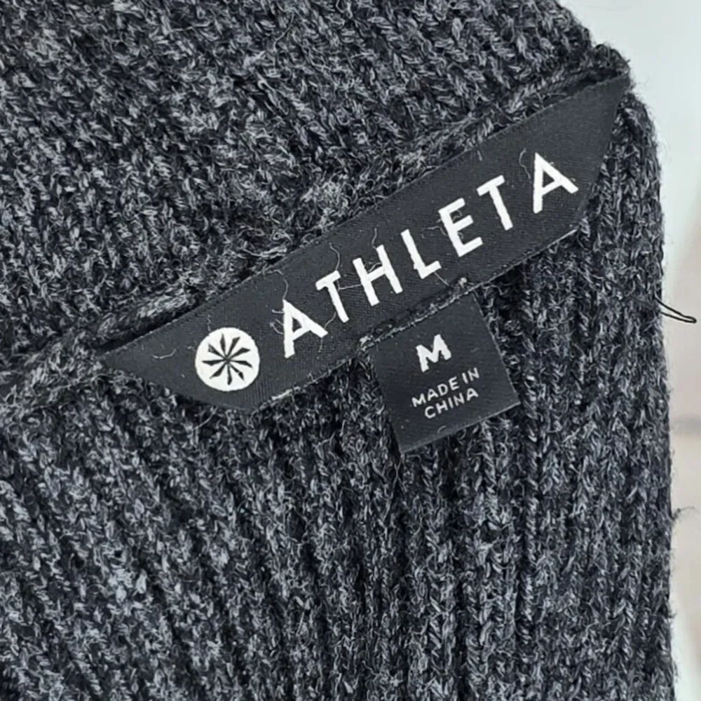 Athleta Knit Grey Sentinel Thermolite Merino Wool Blend Heavyweight Sweater Med - Picture 8 of 8